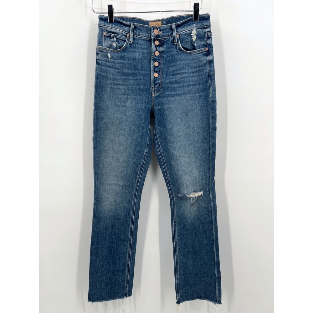 Mother The Pixie Dazzler Ankle Fray Button Fly Jeans Colorway Love Pops Size 28